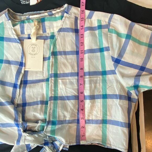 NWT | Urban Outfitters Renewal Recycled Check Tie-Front Shirt | M/L - Picture 8 of 9